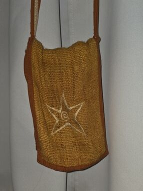 +Hemp Orange Star Embroidered Crossbody Bag